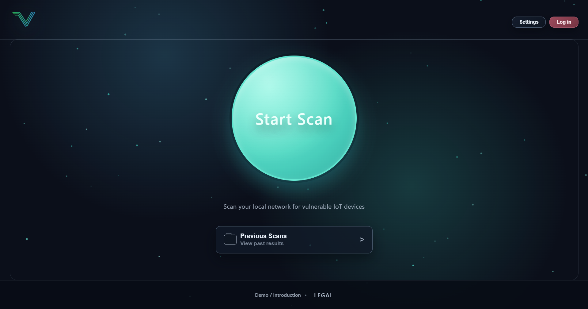 Vigil IoT main dashboard