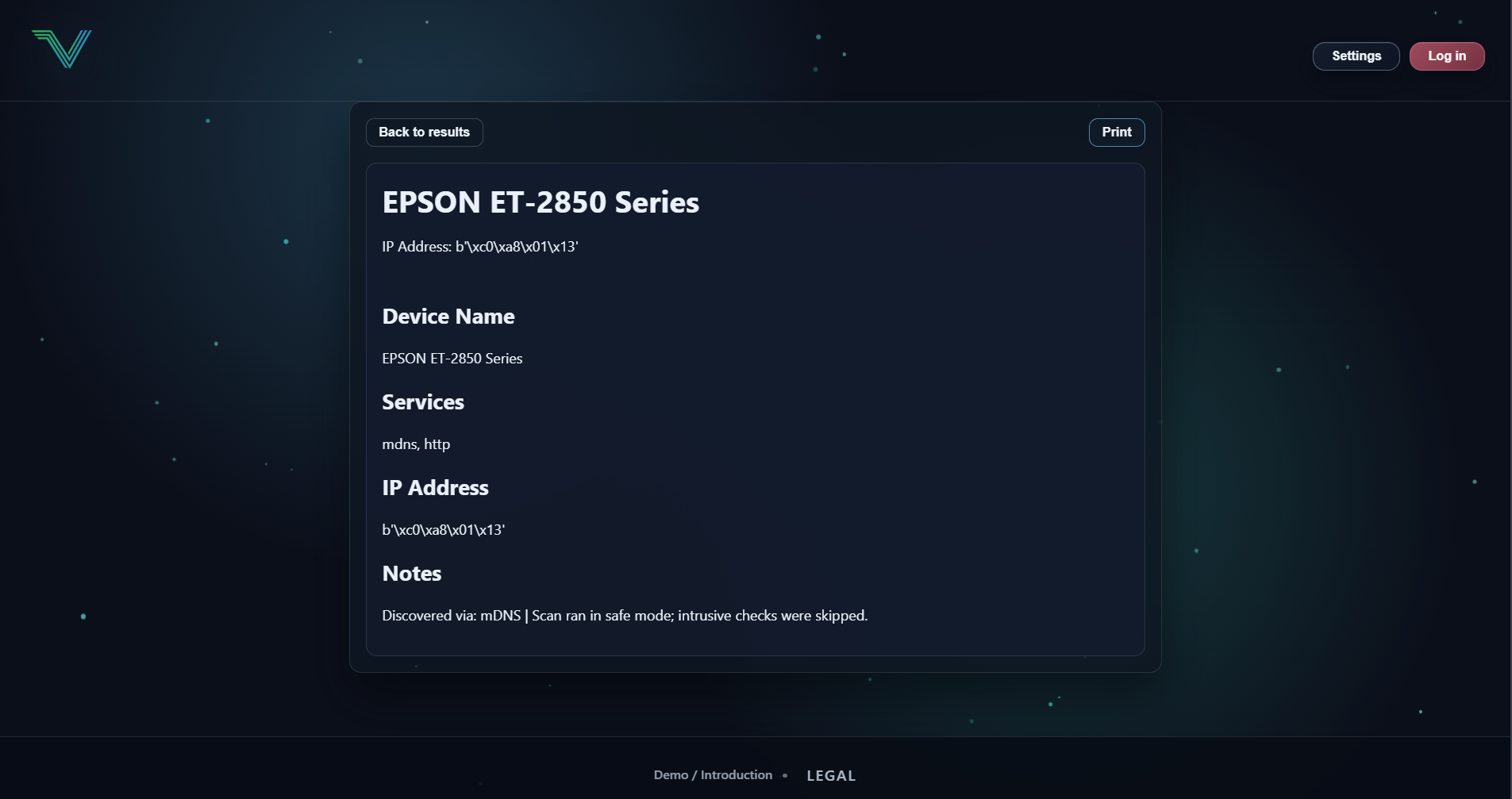 Vigil IoT item information view